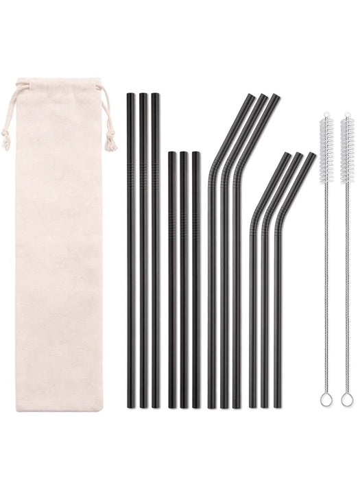 12 Piece Portable Stainless Steel Straws Set