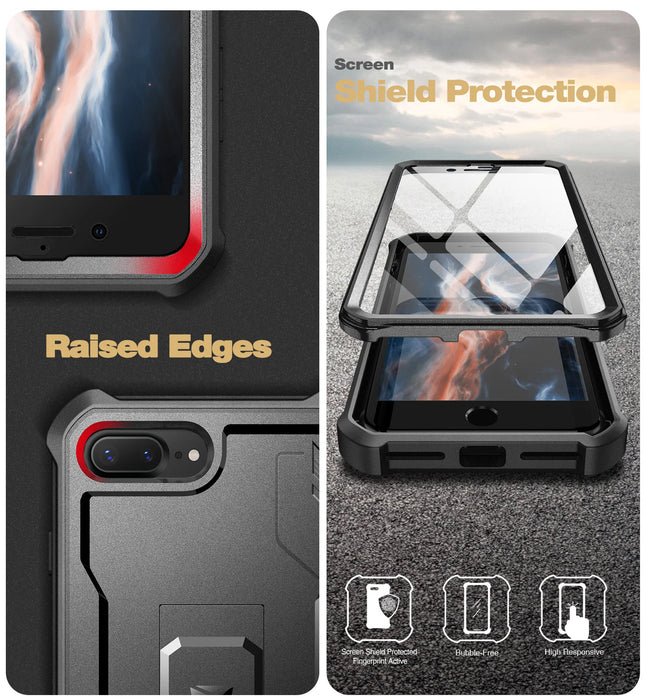 For Iphone 7 Plus / 8 Plus 5.5 Inch Heavy Duty Military Grade Protection Shockproof Phone Case With Built-In Screen Protector
