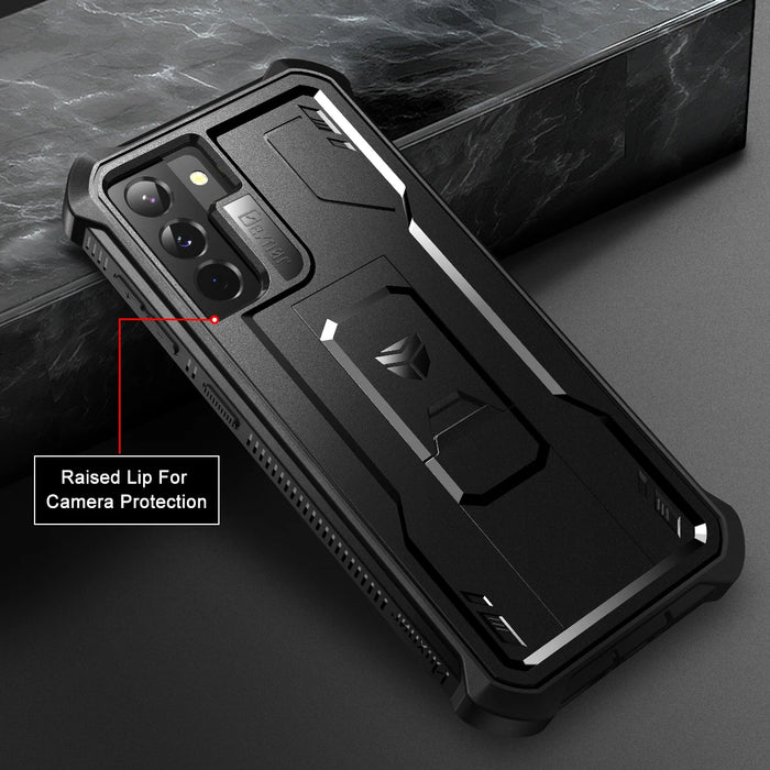 For Samsung Galaxy S21 360 Degree Protection Hard 2 In 1 Pc Tpu Shockproof Case With Built-In Screen Protector With Bracket