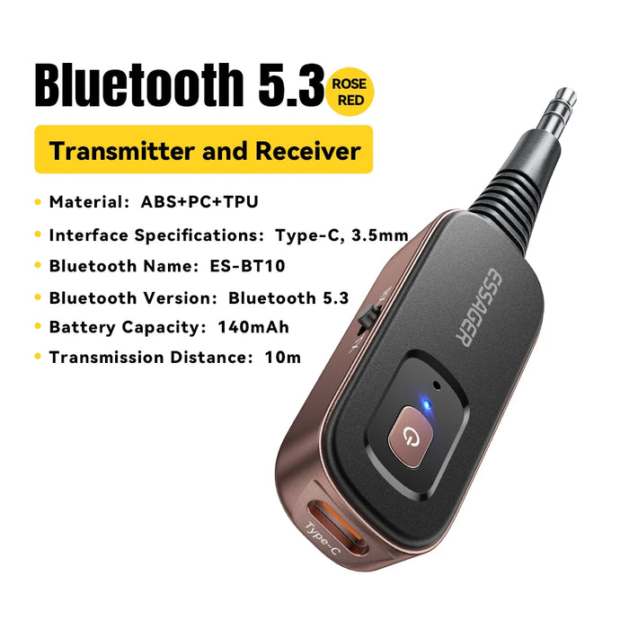 2-In-1 Bluetooth Audio Receiver Transmitter Wireless Bluetooth 5.1 3.5Mm Aux Audio Adapter Stereo For Earphones Tv Car