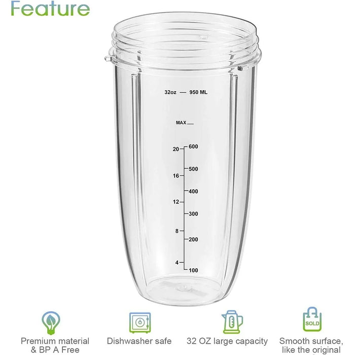 32 Oz Tall Colossal Cup Replacement Part Compatible With Nutri Bullet 600W 900W Blenders Nb-101B Nb-101S Nb-201