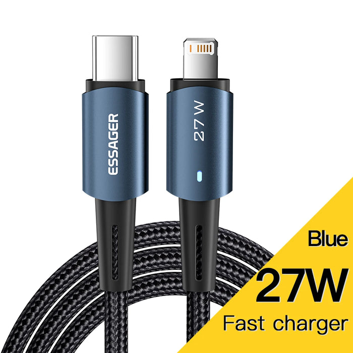 27W Usb C Cable For Iphone 14 13 12 11 Pro Max Xs 20W Fast Charging Cable Type C To Lighting Date Wire For Ipad Macbook