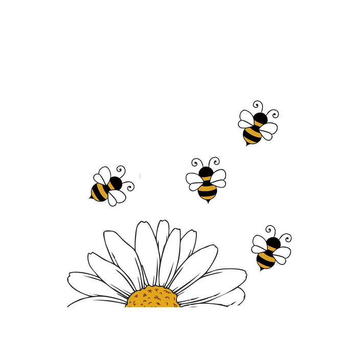 Cartoon Bee Sunflower Wall Stickers For Kids Room Decor