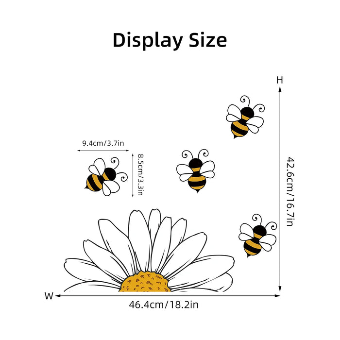 Cartoon Bee Sunflower Wall Stickers For Kids Room Decor