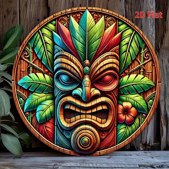 Vivid Aluminum Tiki Mask Sign Ideal For Porch Living Room & Garden