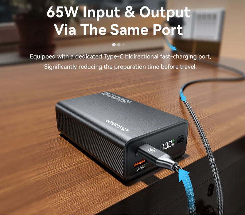 Power Bank 20000Mah Portable Pd 65W Fast Charging Mobile Phone External Battery Powerbank For Phone Laptop Tablet Mac