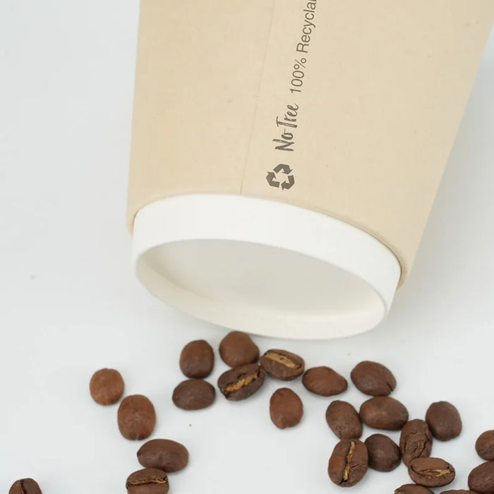 25 Piece Bamboo Double Wall Paper Cups For Hot / Cold Drinks Natural & Eco Friendly