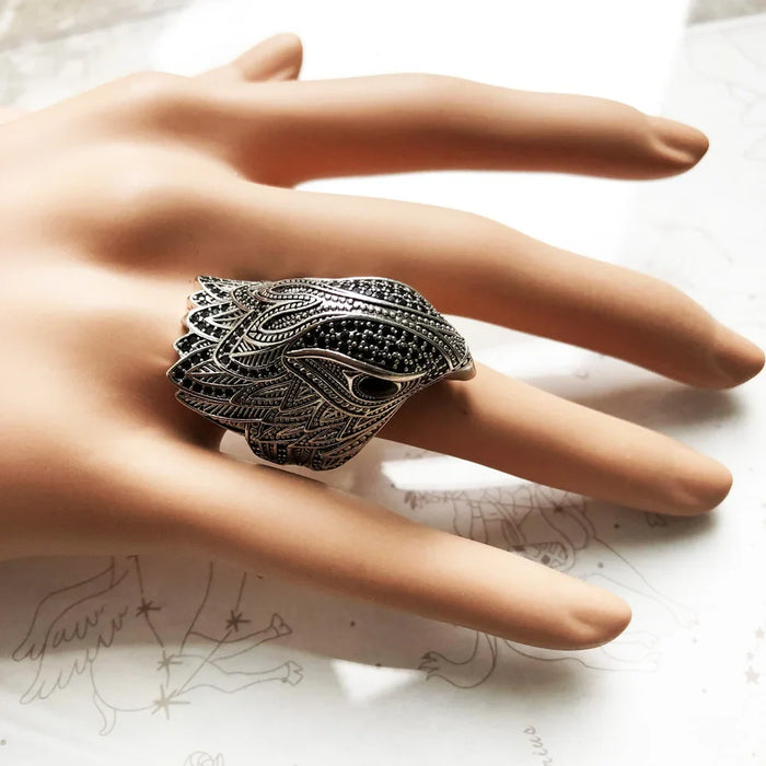 925 Sterling Silver Solid Elegant Falcon Cocktail Ring For Women & Men Free Shipping Fine Jewelry Europe Eagle Design
