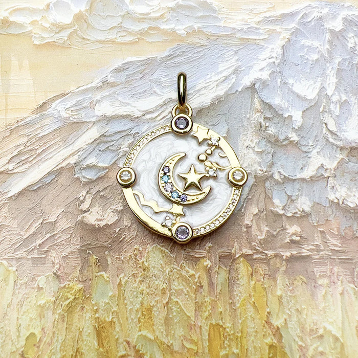 925 Sterling Silver Boho Crescent Moon Pendant Spring Jewelry For Women