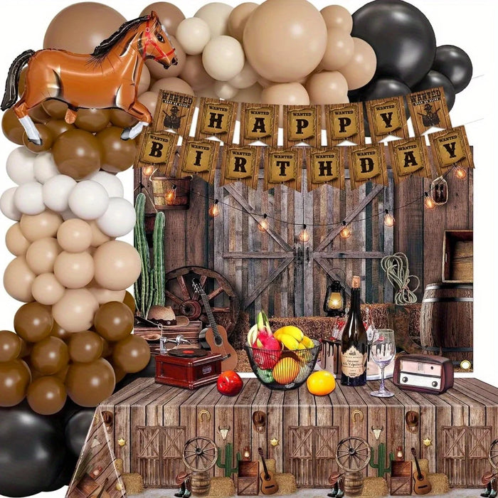119Pcs Racetrack Theme Balloon Arch Set - Suitable For Western Cowboy Birthday Party Parties Themed Events And Other Decoration
