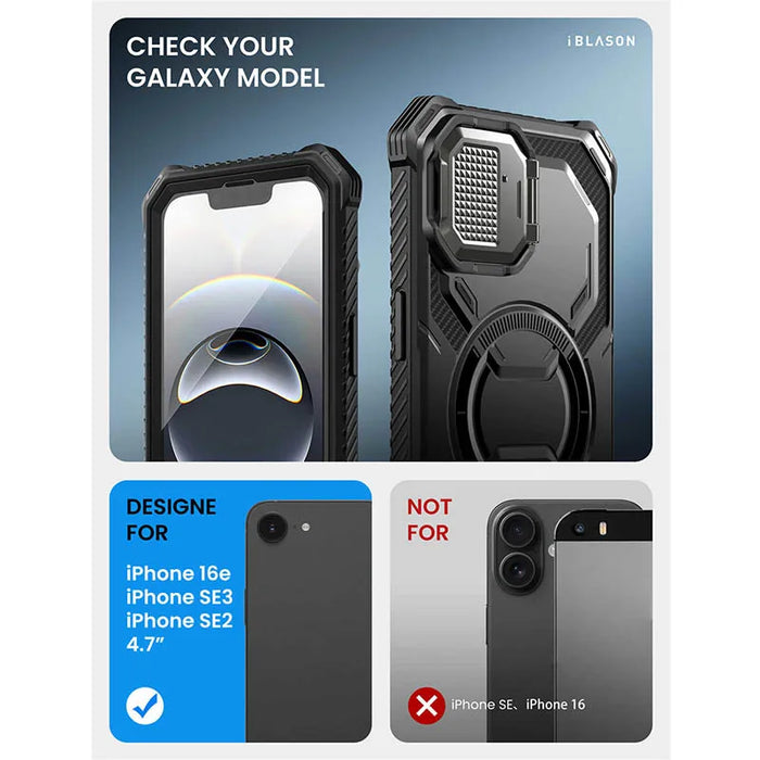 For Iphone 16E Armorbox Full-Body Heavy Duty Military-Grade Protection Rugged Magnetic Phone Case With Stand