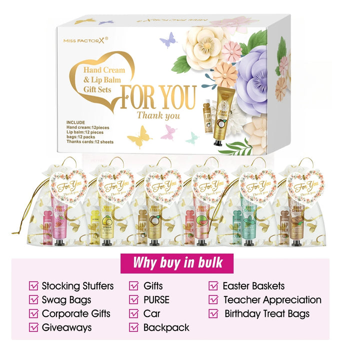 12 Piece Hand Care Set With Lip Balm Net Bag And Thank You Card