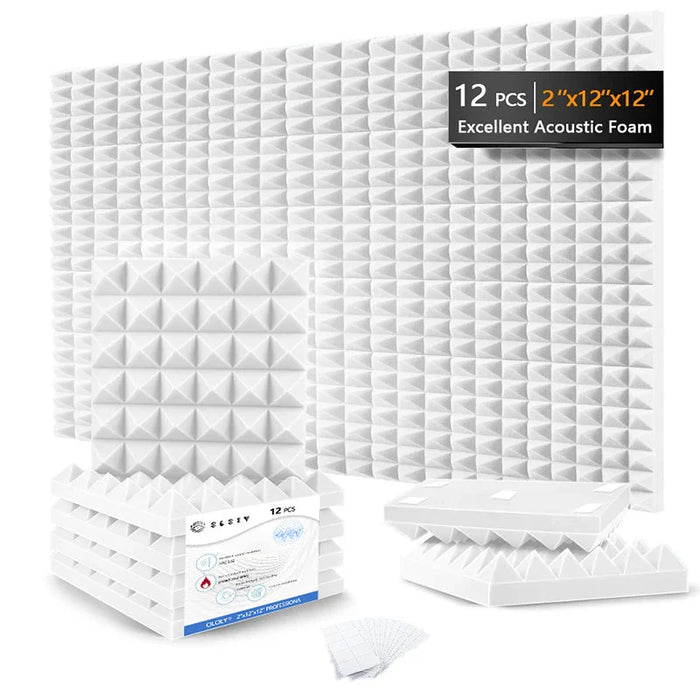 12 Pieces Acoustic Sound Proof Foam Panels For Wall Decor Door Ceiling Isolation