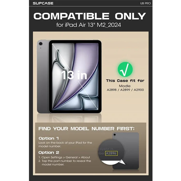 For Ipad Air 13 Inch 2024 Ub Pro Full-Body Rugged Military-Grade Protection Case With Screen Protector