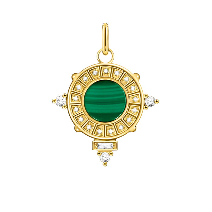 925 Sterling Silver Green Stone Snake Pendant Gold Plated Vintage Gift