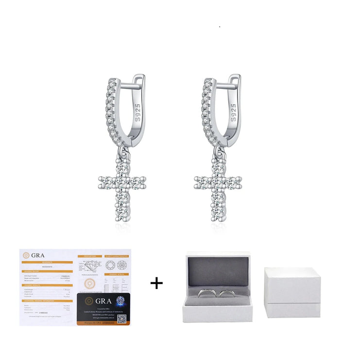 925 Sterling Silver Dazzling Vvs1 Moissanite Hoop Earrings