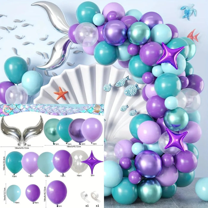 102Pcs Mermaid Balloon Wreath Arch Kit For Wedding Engagements Birthdays Anniversaries - Indoor And Outdoor Party Decorations