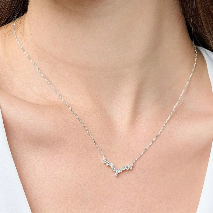 925 Sterling Silver Water Drop Necklace & Earrings Set Ice Crystals Design Romantic Gift For Women