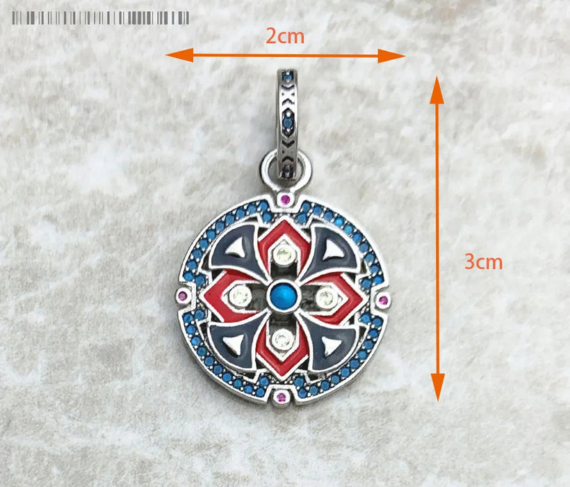 925 Sterling Silver Aztec Tiger Chakra Amulet Pendant Mythical Compass Jewelry For Women & Men