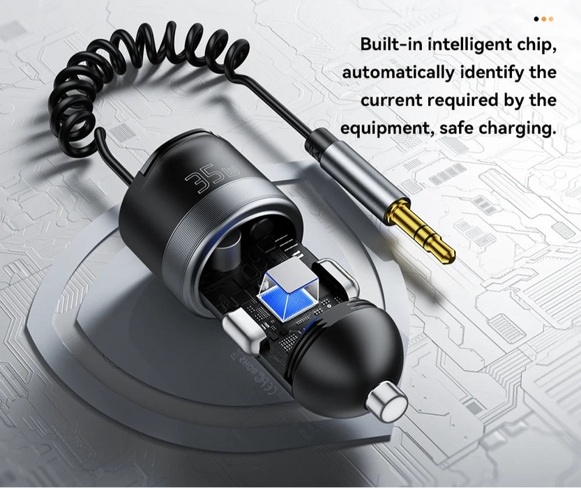 Bluetooth 5.3 Car Charger 3.5Mm Aux Adapter Pd35W Qc30W Car Fast Charger For Iphone 16 15 Pro Huawei Xiaomi Samsung Ipad