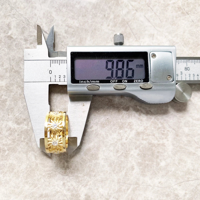 925 Sterling Silver Golden Sun Band Ring Fine Jewelry For Women & Men