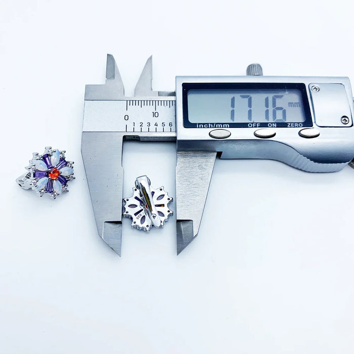 925 Sterling Silver Colourful Flower Ear Clip Europe Style Fine Jewelry For Women