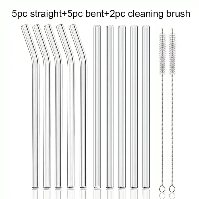 4 / 6 / 8 / 10 Piece Glass Straws Heat Resistant For Drinks