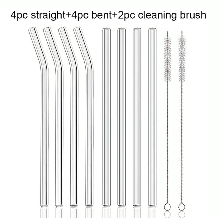 4 / 6 / 8 / 10 Piece Glass Straws Heat Resistant For Drinks