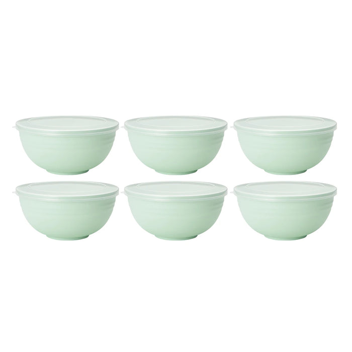 2 / 4 / 6 Piece Reusable Light Green Plastic Bowls With Lids