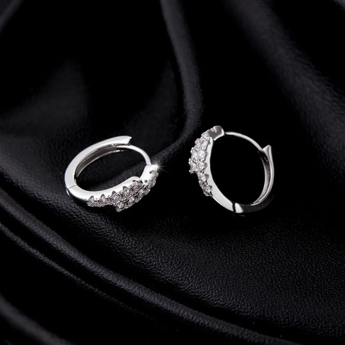925 Sterling Silver D Colour Moissanite Double Hoop Earrings For Women