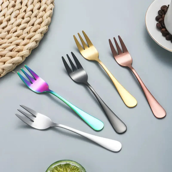 4 Piece Stainless Steel Dessert Fork Set For Fruit Mooncake Cake Snacks Tea Salad Ideal For Restaurants Parties