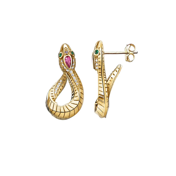 925 Sterling Silver Boho Snake Hinged Hoops Fine Jewelry For Women