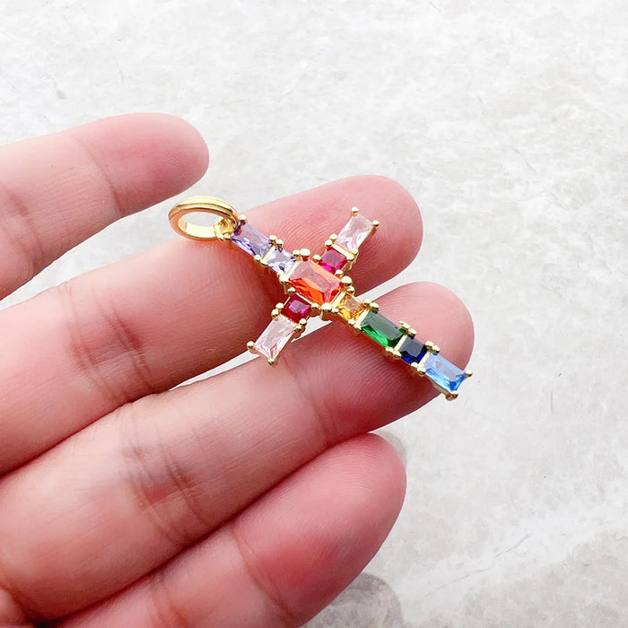 925 Sterling Silver Gold Plated Pendant With Colourful Stones Faith Gift For Women