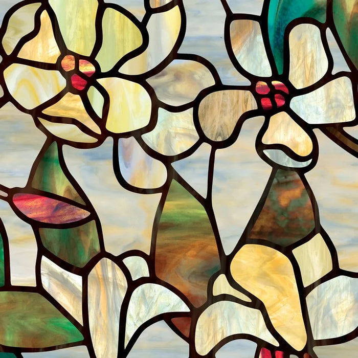 Decorative Magnolia Window Privacy Film - Static Pvc Protection For Glass Doors Cabinets And Tables