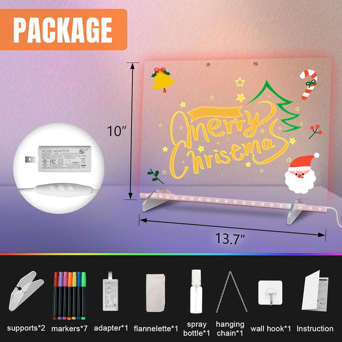 Colourful Led Dry Erase Board 13.7X10 4 Modes Adapter & Chain