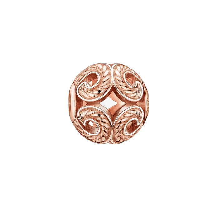 925 Sterling Silver Romantic Rose Gold Bead Wave Charm Jewelry For Women