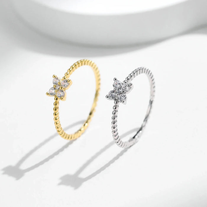 925 Sterling Silver D Colour Moissanite Clover Ring