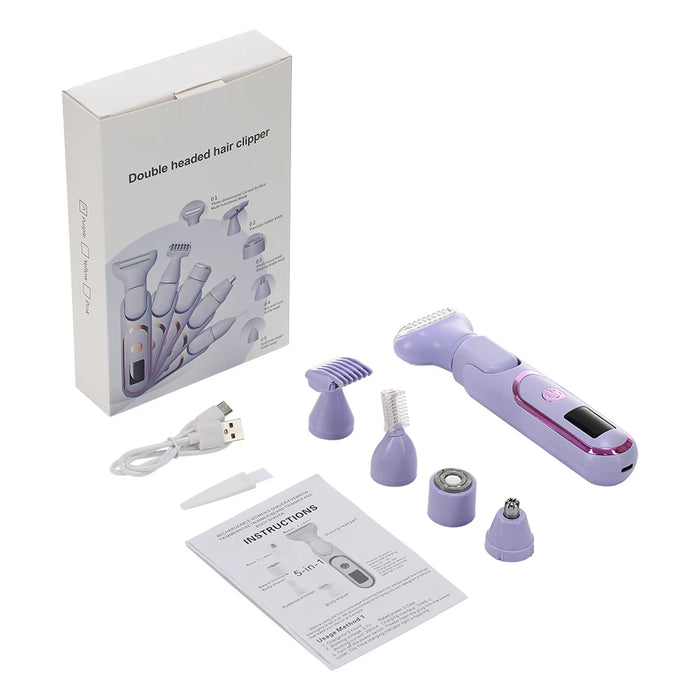 5 In 1 Rechargeable Epilator For Women Hair Removal For Eyebrows Underarms Bikini Legs