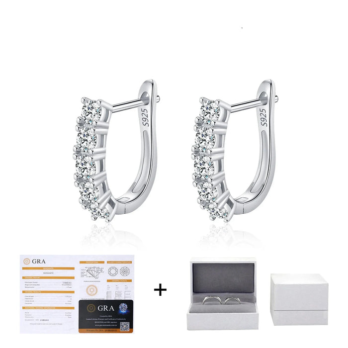925 Sterling Silver U-Shaped Moissanite Earrings For Women