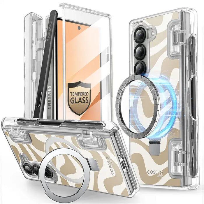 For Samsung Galaxy Z Fold 6 Cosmo Full Protective Hinge Protection Magnetic Case With Magsafe Stand & S Pen Holder