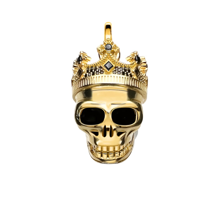 925 Sterling Silver Golden Skull King Pendant With Crown Rebel Street Jewelry For Men & Women