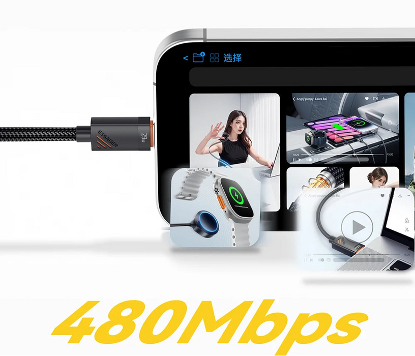 Car Spring Usb C To Lightning Cable Pd 29W Fast Charging For Apple Iphone14 13 12 11Pro Max Charger 1.8M Carplay Braided