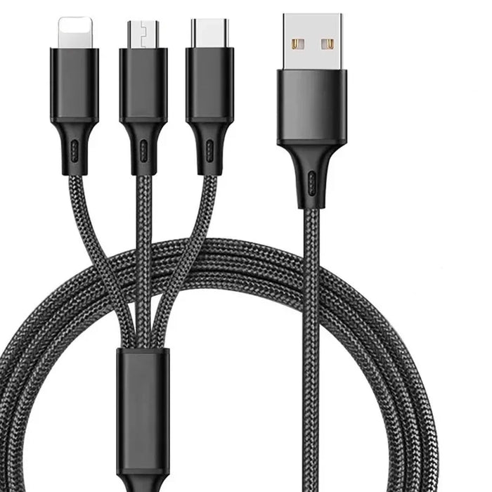 3 In 1 Nylon Braided 1.2M Fast Charging Cable