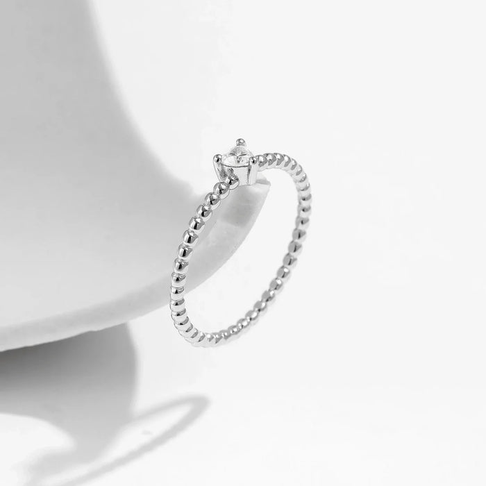 925 Sterling Silver Heart Moissanite Engagement Ring