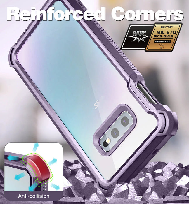 For Samsung Galaxy S10E Clear Rugged Full Body Protective Shockproof Hard Defender Dual Layer Heavy Duty Bumper Case