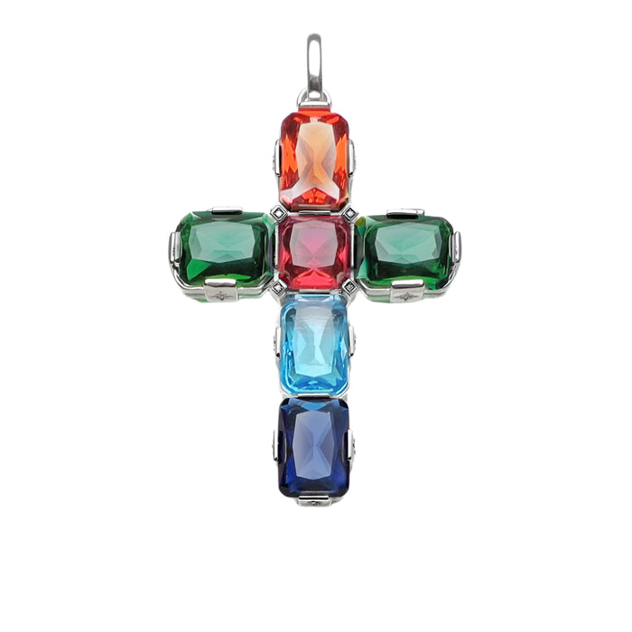 925 Sterling Silver Large Cross Pendant With Stars Jewelry For Women