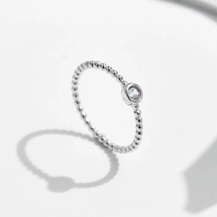 925 Sterling Silver Moissanite Bezel Ringtrendy Stackable For Women