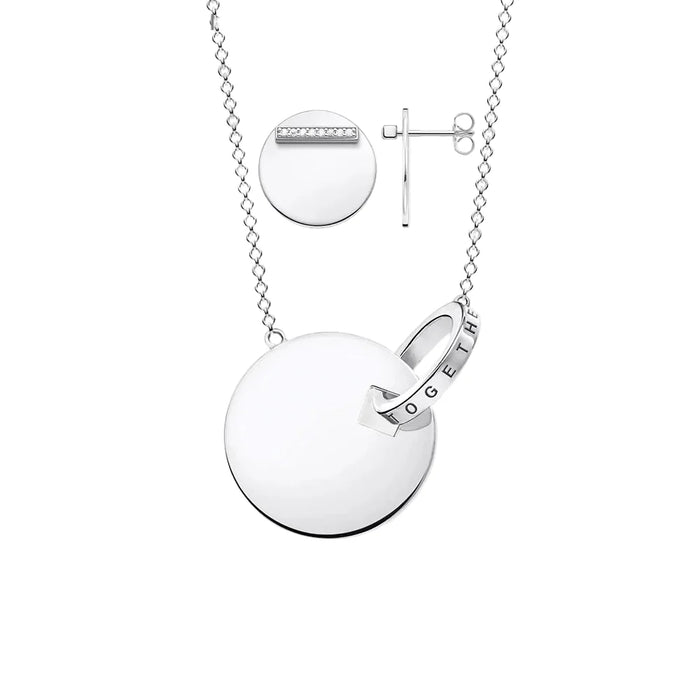 925 Sterling Silver Forever Together Necklace & Earring Set Romantic Gift For Women
