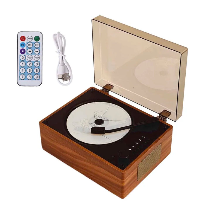 Retro Cd Player Bluetooth Speaker Turntable Speaker Bluetooth 5.4 Wireless Cd Player 3.5Mm Aux Desktop Player For Desktop Pc