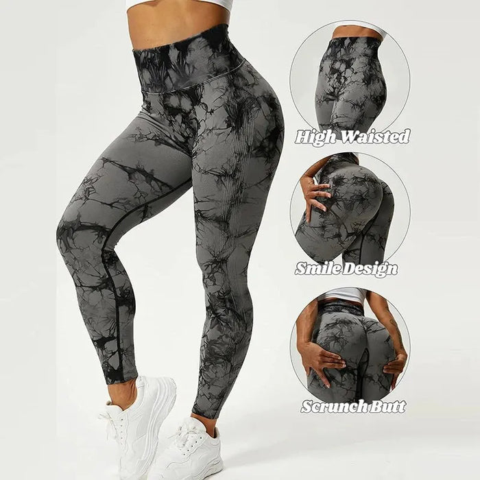 High Waist Tie Dye Yoga Leggings with Scrunch Butt Lift